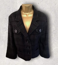 Gerard Darel Charcoal Grey Check Wool Jacket Uk 18 Us 14 Eu 43