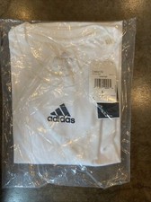 Men's Adidas T Shirt SZ Large White Climalite Creator SS Tee Black Logo Gym