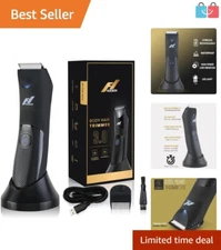 Waterproof Manscape Trimmer with Ceramic Blades & LED Light – Gift-Ready Groomer