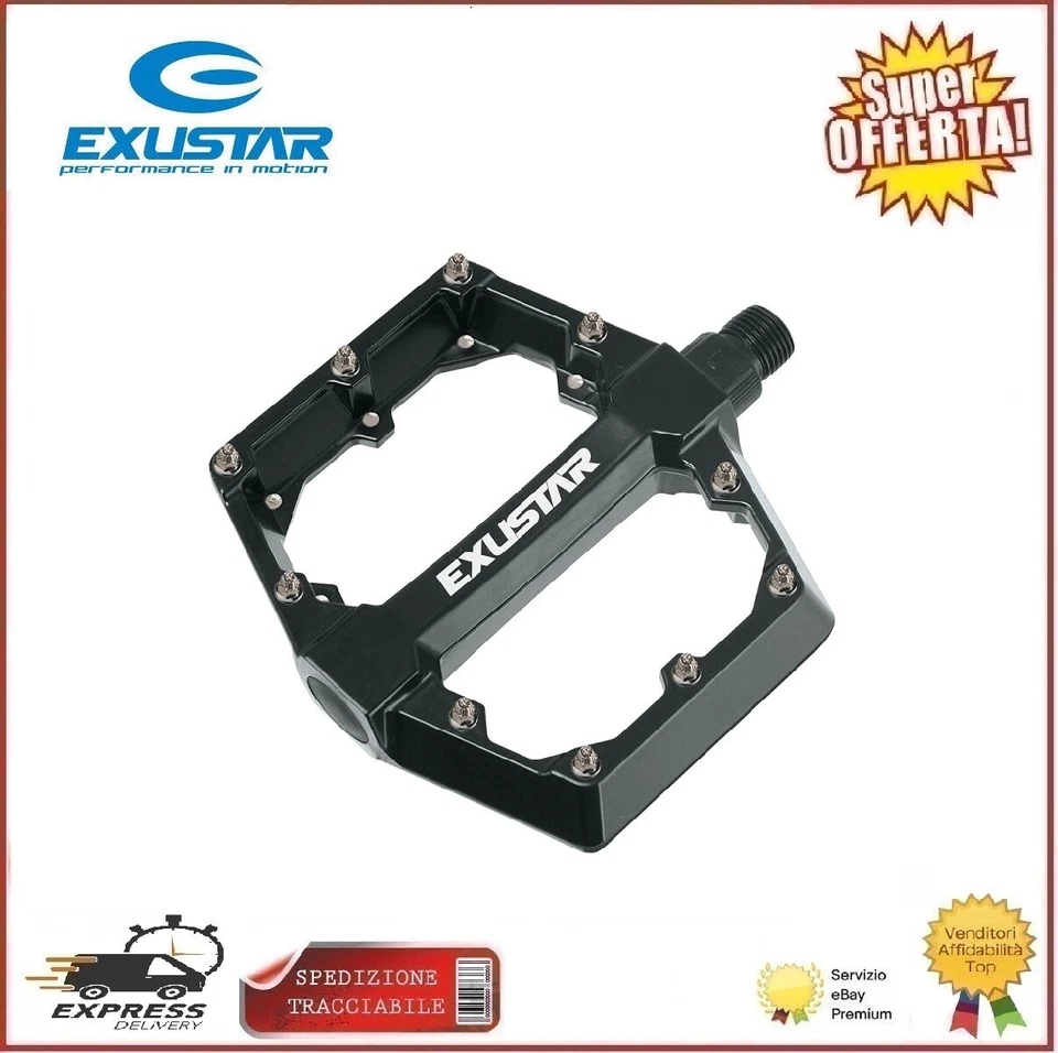 Pédales VTT vélo électrique plat aluminium Exustar E-PB70 Bmx enduro noir 115... - Photo 1/1