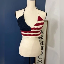 Crochet Halter Top in Red, White, and Blue New without tags Size Medium
