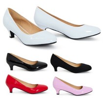 Womens Mens Unisex Low Kitten Heel Work Dress Court Shoes Plus Sizes 9 10 11 12 