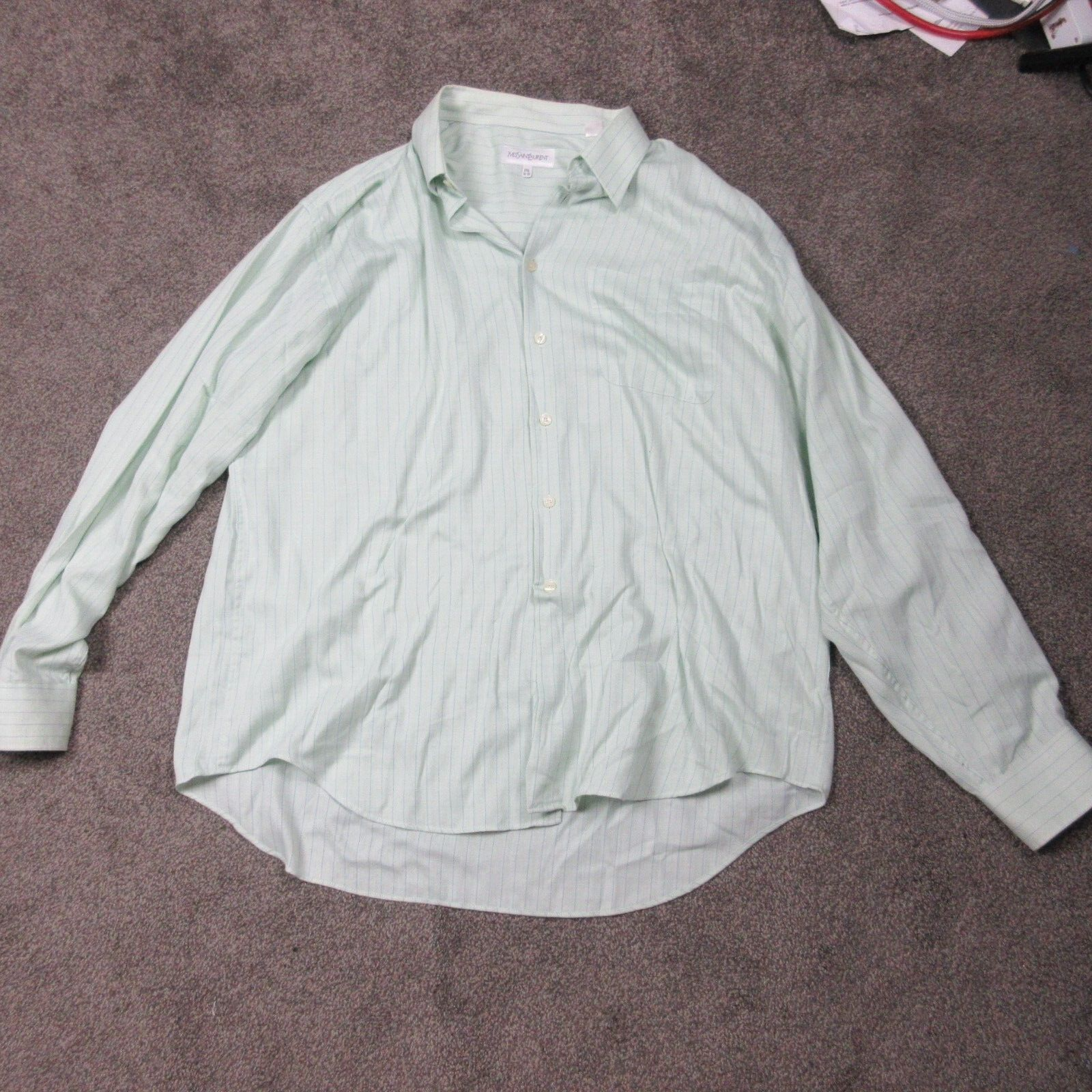 Camicia abito Yves Saint Laurent da uomo 17 5 36 37 verde a righe abbottonata