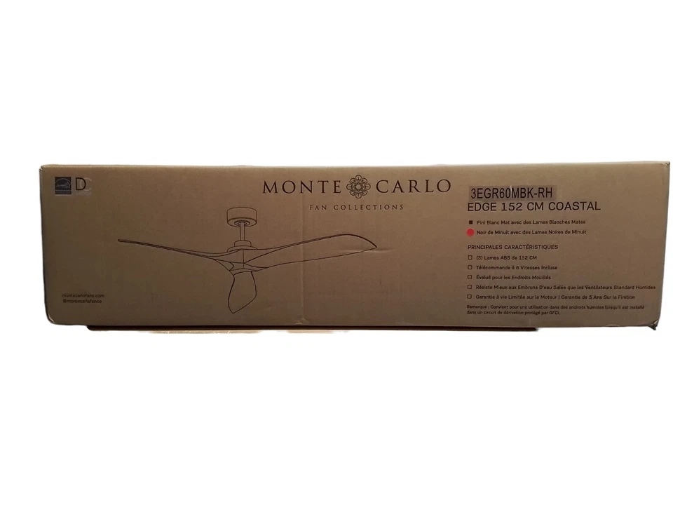 Generation Lighting Edge Coastal 60" Indoor/Outdoor Midnight Black Ceiling Fan - Image 2 of 4