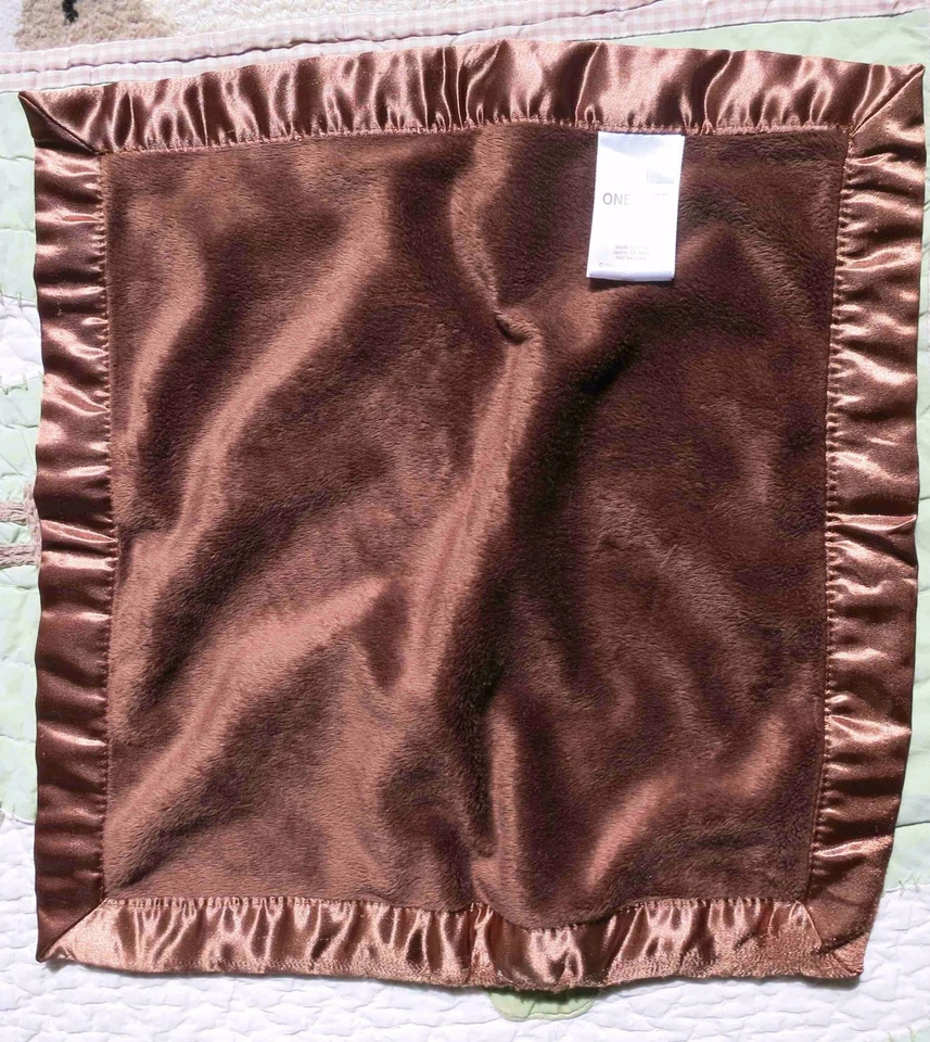 Manta de seguridad Vitamins Baby marrón azul blanco lunares borde satinado Lovey en muy buena condición Foto 2 de 3