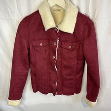 Cherry Koko Ladies Pink Faux Suede Fur Jacket Size Small