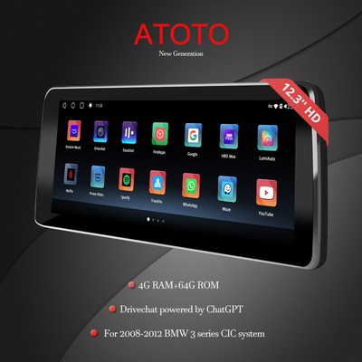 12,3'' Upgrade Autoradio ATOTO für BMW 3er 08-12 CIC Android CarPlay Stereo Wifi