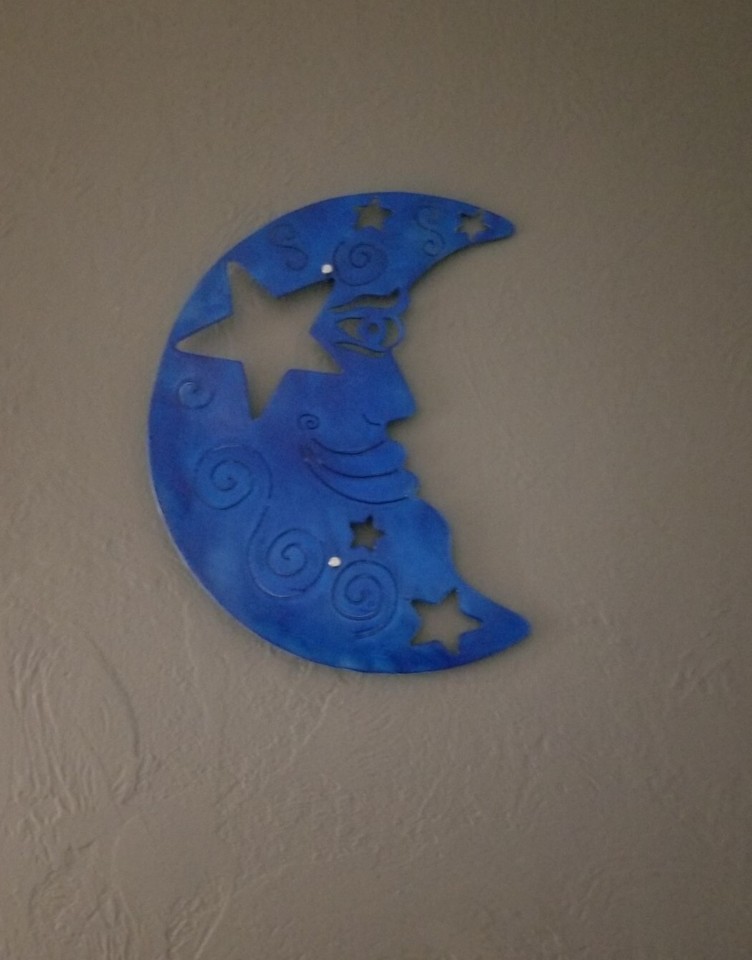Metal moon wall art 24" plasma cut Wall hang home Decor accent patio ...