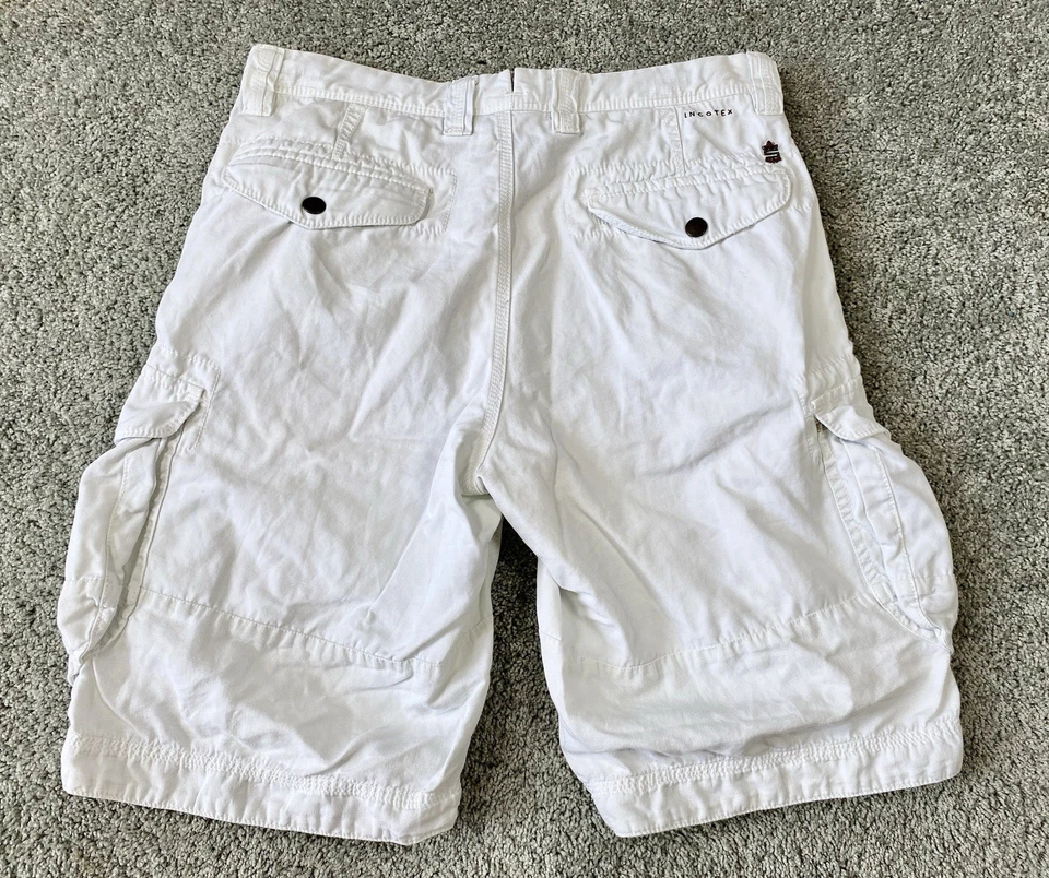 Pantalones Cortos Carga De Colección Incotex Para Hombres “Pantalones” Algodón Blanco Caqui Talla 30 Bolsillos Y2K Foto 2 de 4