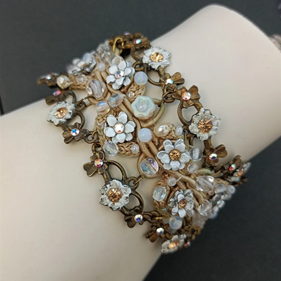 Michal Negrin Wide Bracelet White Shabby Chic Boho Bride Romantic Fairytale Lace - Image 3 of 4