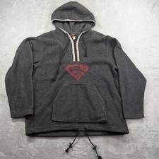 Vintage Superman Hoodie 2000s Warner Brothers Fleece Comic Superhero DC Gray