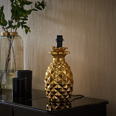 Ananas Tisch Lampe Leuchtenfuß Wohnzimmer Schlafzimmer modern gold Lesebeleuchtung