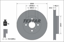 2x TEXTAR Bremsscheiben Vorne für TOYOTA YARIS (P21, PA1, PH1) 255mm