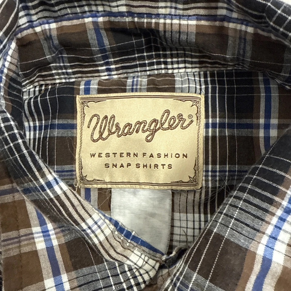 Wrangler Pearl Snap Shirt Mens Large Plaid Long Sleeve Western Rodeo Cowboy - Image 4 of 4