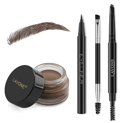 LAVONE Eyebrow Stamp Pencil Kit for Eyebrows Makeup, Waterproof Kit - Dark Brown