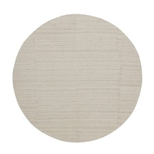 5'x5' Ivory Hand Knotted Modern Piled Flat Weave Textured Natural Wool Round Rug