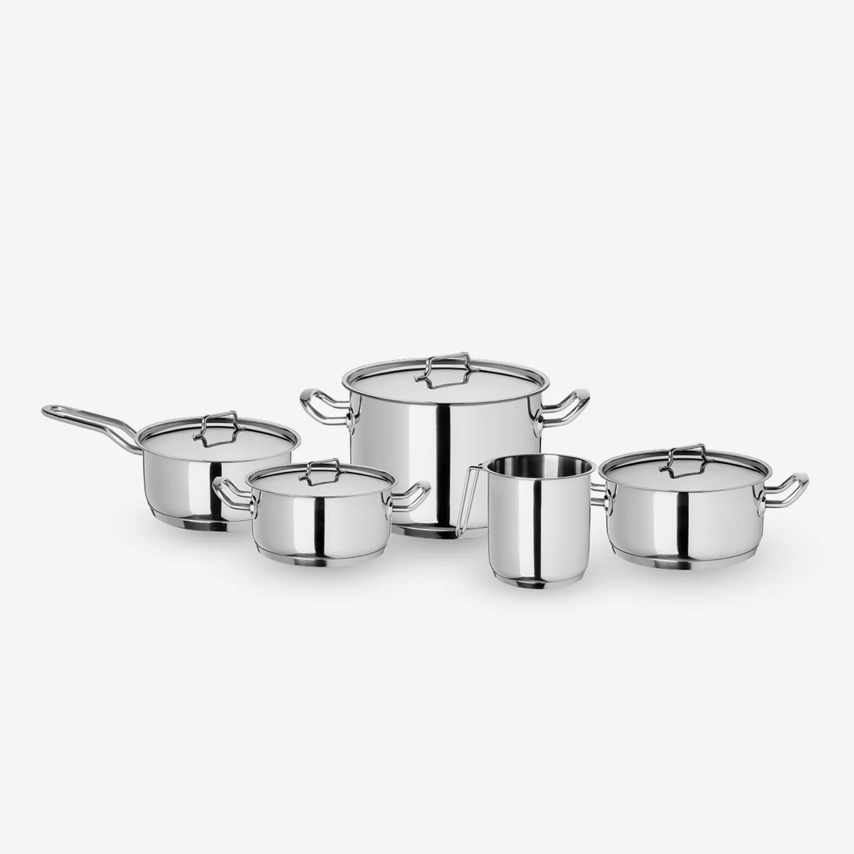 Batterie de casseroles en acier inoxydable Musa Line aux finitions miroir haut de gamme