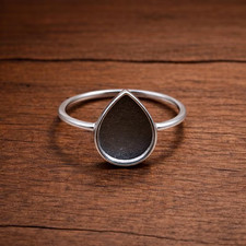 925 Sterling Silver 9x11mm Pear Bezel Ring Setting Blank Resin Cabochon Jewelry