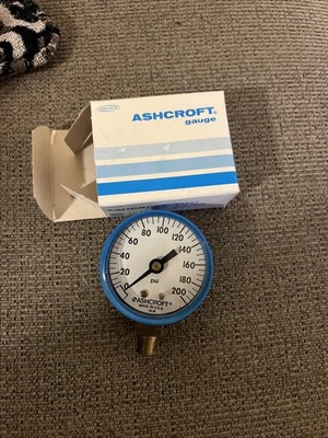 Ashcroft Pressure Gauge 0-200 Psi Brass 1/8  Chemical Resistant Housing