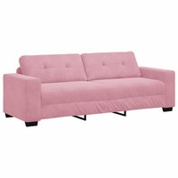 3-Sitzer Sofa Rosa Samt 220 Cm Couch Wohnzimmer