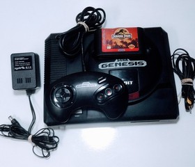 Sega Genesis Model 1 Video Game Console 1601 & Jurasic Park game Tested & Works!