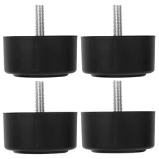 4Pcs Black Round Sofa Legs M8 Screw 35mm Height Pad PP Plastic Easy to Instal...
