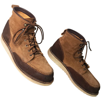 VTG Frye Dakota Moc Toe Mid Boots Mens Sz 9.5 M Brown Two Tone Suede Custom Dye