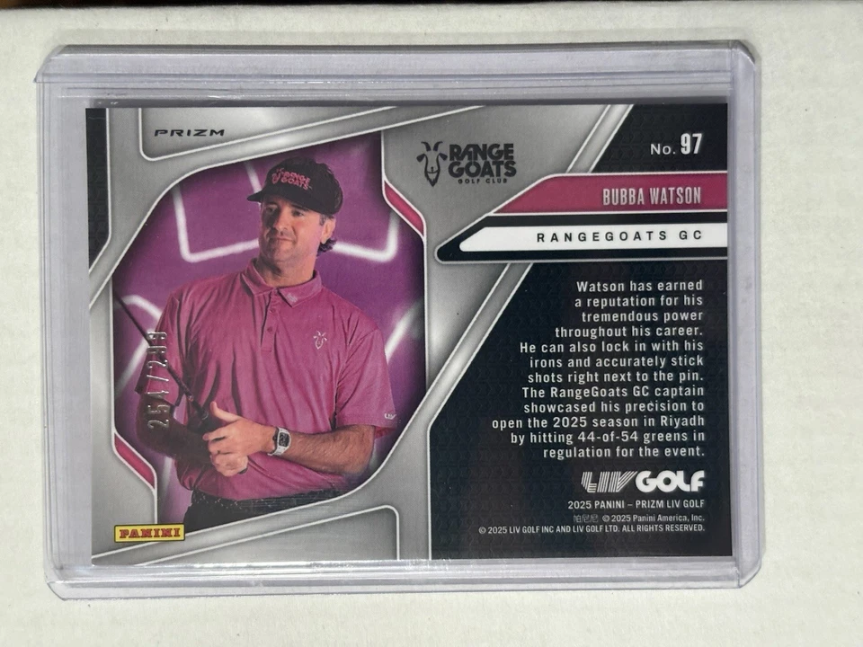 2025 Panini Prizm Liv Golf Bubba Watson / 299 Pulsar Red Parallel SP - Image 2 of 2