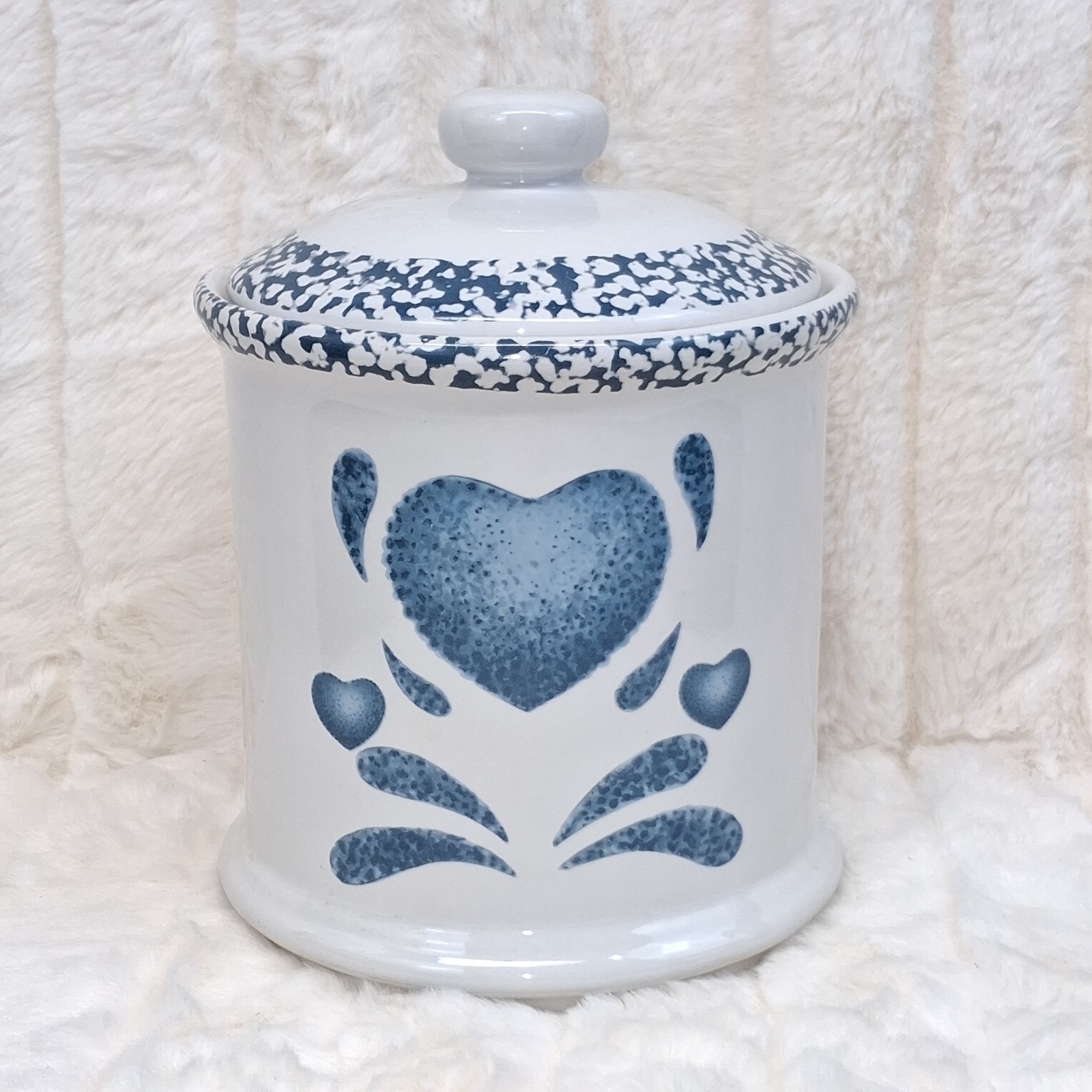 Vintage Blue Heart Spongeware 