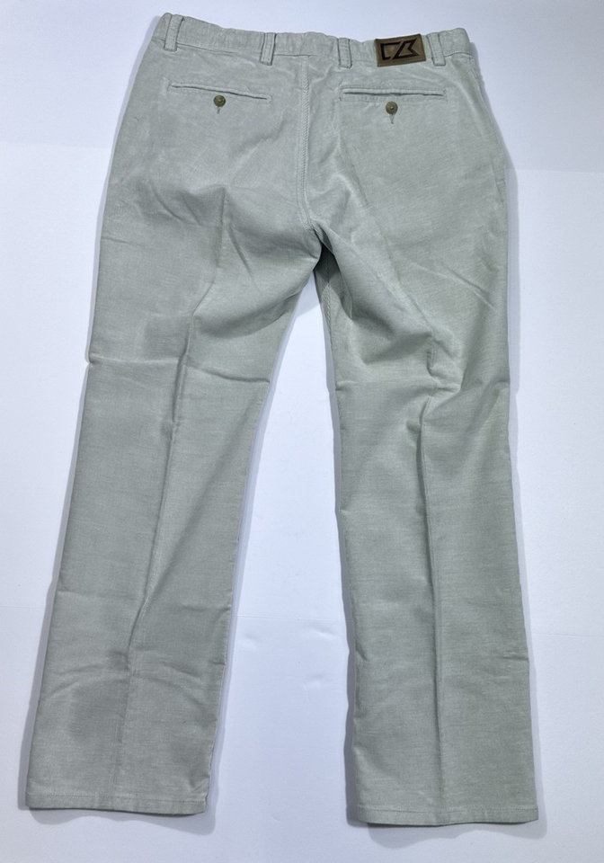 CUTTER & BUCK Men's Size 34x30 Stretch Beige Flat Front Slash Pocket ...