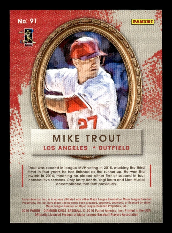 2016 Panini Diamond Kings #91 Mike Trout Los Angeles Angels - Image 2 of 2