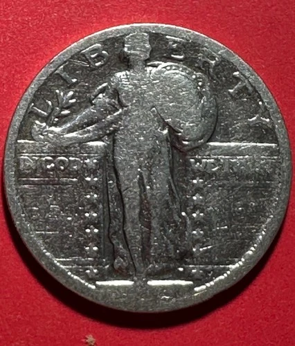 1923 US Standing Liberty SILVER Quarter! "Philadelphia" Mint! VG! Old US Coin!