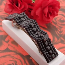 Vintage Black Resin Crystal Wavy Silver Tone Hair Barrette