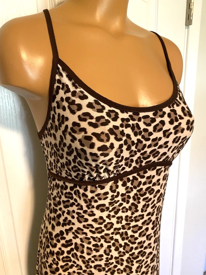 GILLIGAN & O'MALLEY LEOPARD PRINT JERSEY KNIT LONG NIGHTGOWN SZ S - Image 4 of 4