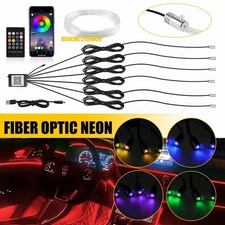 8M RGB Car LED Interior Fiber Optic Neon Wire Strip Light Atmosphere Bluetooth