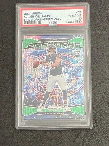 2024 Panini Prizm Fireworks Caleb Williams #25 Green Wave Prizm (RC) PSA 10 🔥🔥