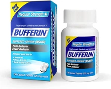 Bufferin Aspirin 325mg, Pain Reliever & Fever Reducer, with 3 Buffering Agent...