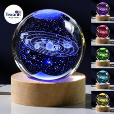 3D Solar System Crystal Ball with LED Colorful Lighting Touch Base, Solar System