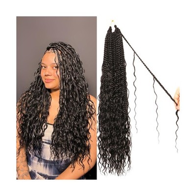 Goddess Box Braids Crochet hair -24 Inch 9 Packs Water Wave Boho Cr... Fast Ship