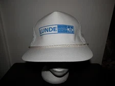 trucker hat baseball cap LUNDE LINCOLN MERCURY JEEP flat brim bill rare snapback