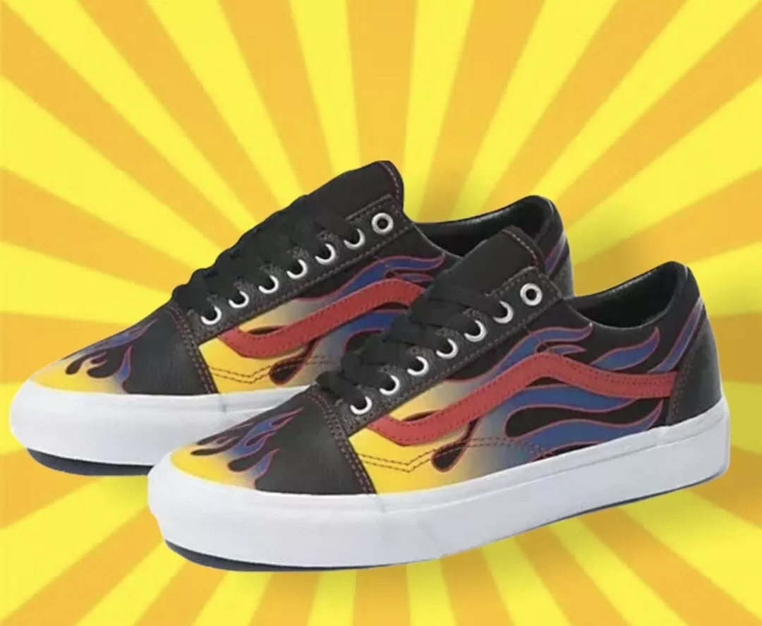 Vans shoes sale black and red