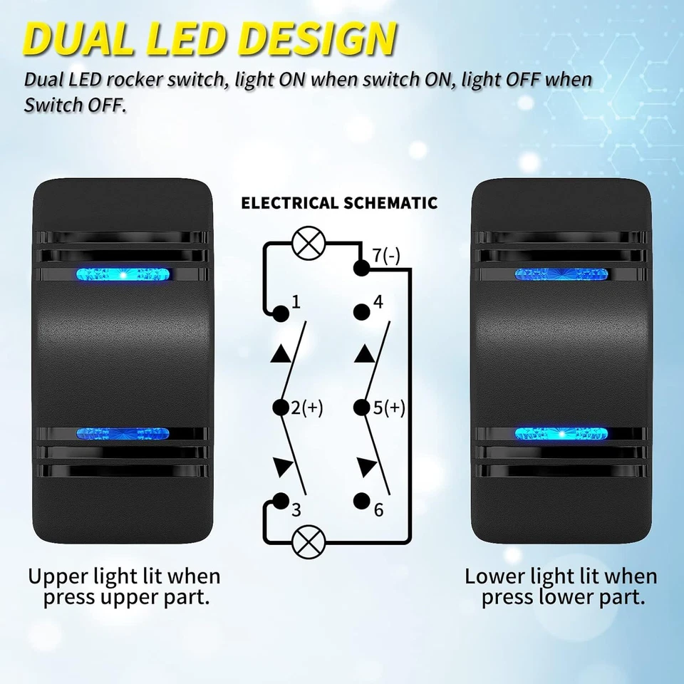Interruptor basculante momentáneo impermeable (encendido)-apagado-(encendido) Interruptor basculante de 3 posiciones 12V 20 Foto 4 de 4