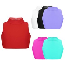 Kids Girls' Strap Cross Back Dance Crop Top Mock Neck Sleeveless Sports Bra Tops