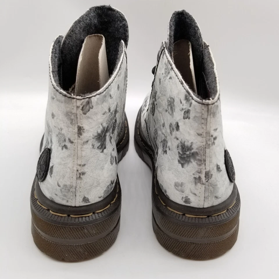 Botas de combate Rieker Paris 32 con cordones al tobillo talla 5,5 florales de cuero sintético Foto 4 de 4