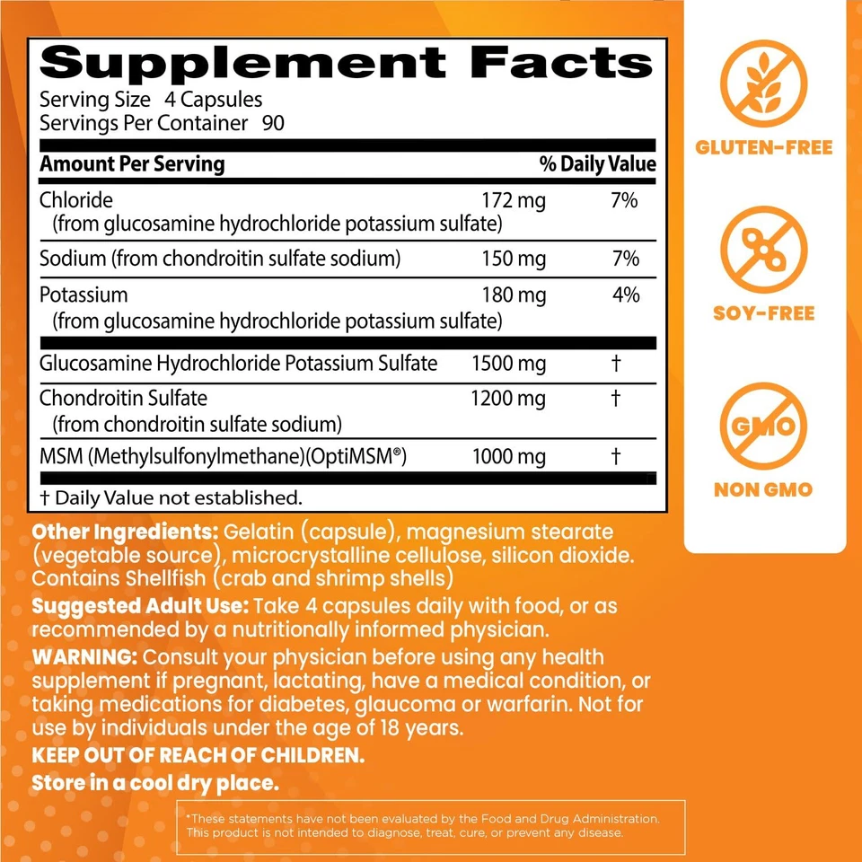 Doctor's Best Glucosamina Condroitina MSM Suplemento Soporte Articular 360 Unidades Foto 3 de 4