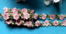 3/4 inch wide embroidered rose lace trim ribbon price per yard select color