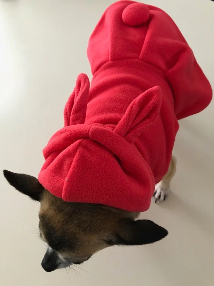 Vestido de conejito rojo para perro mascota con orejas de conejo ropa cachorro perro - Vendedor de EE. UU. Envío hoy Foto 4 de 4