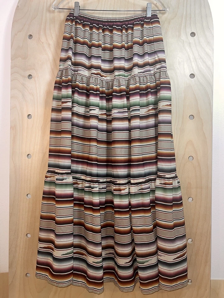 Maxi Falda Double D Ranch Santa Rita Para Mujer XS Niveles Serape Rayas Boho Western Foto 3 de 4