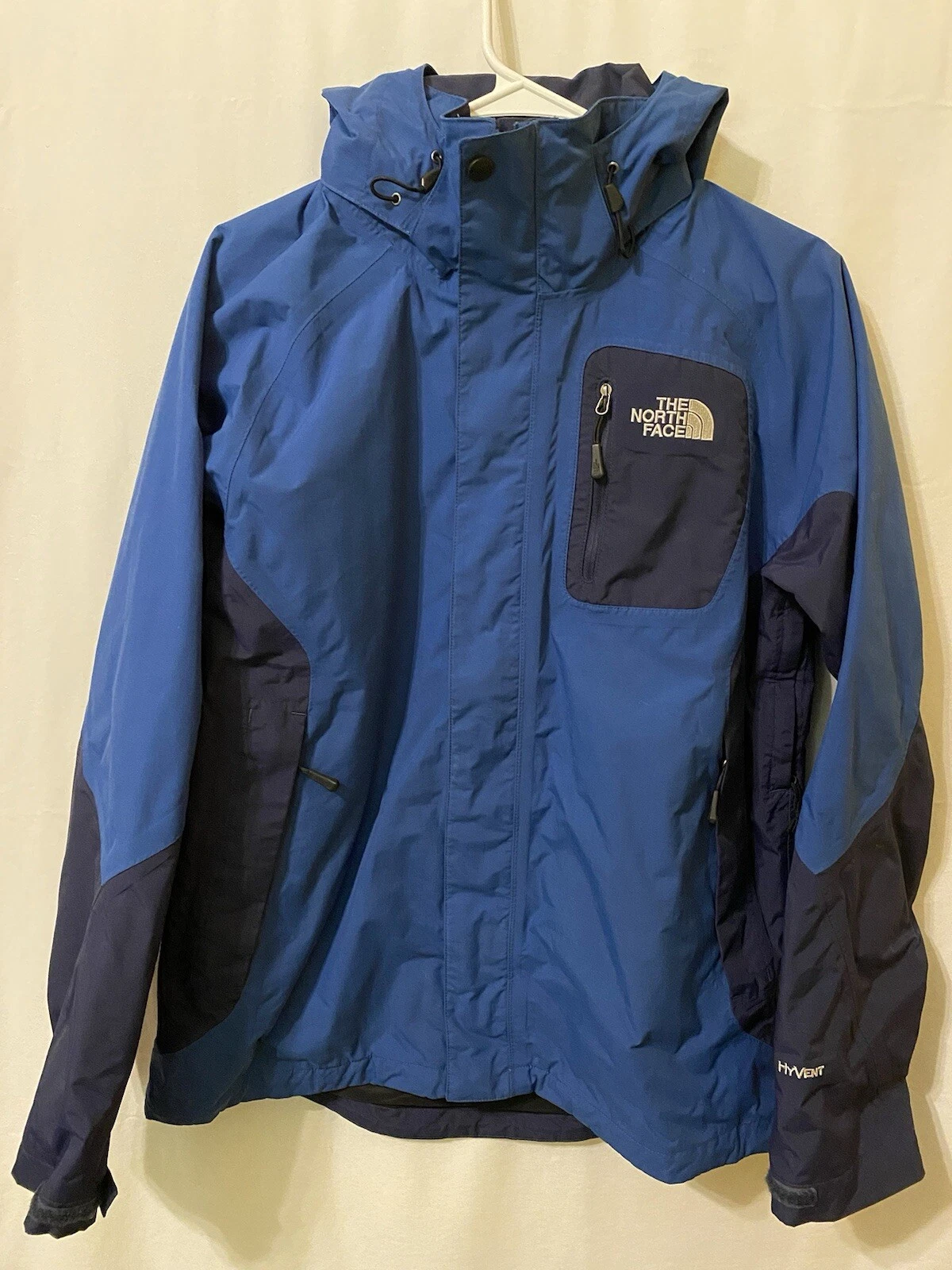 North Face HyVent Jacket Full Zip Two-tone Blue Small EUC