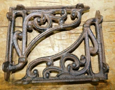 6 Cast Iron Antique Style HEAVY DUTY Brackets Braces Shelf Bracket LEAVES & VINE